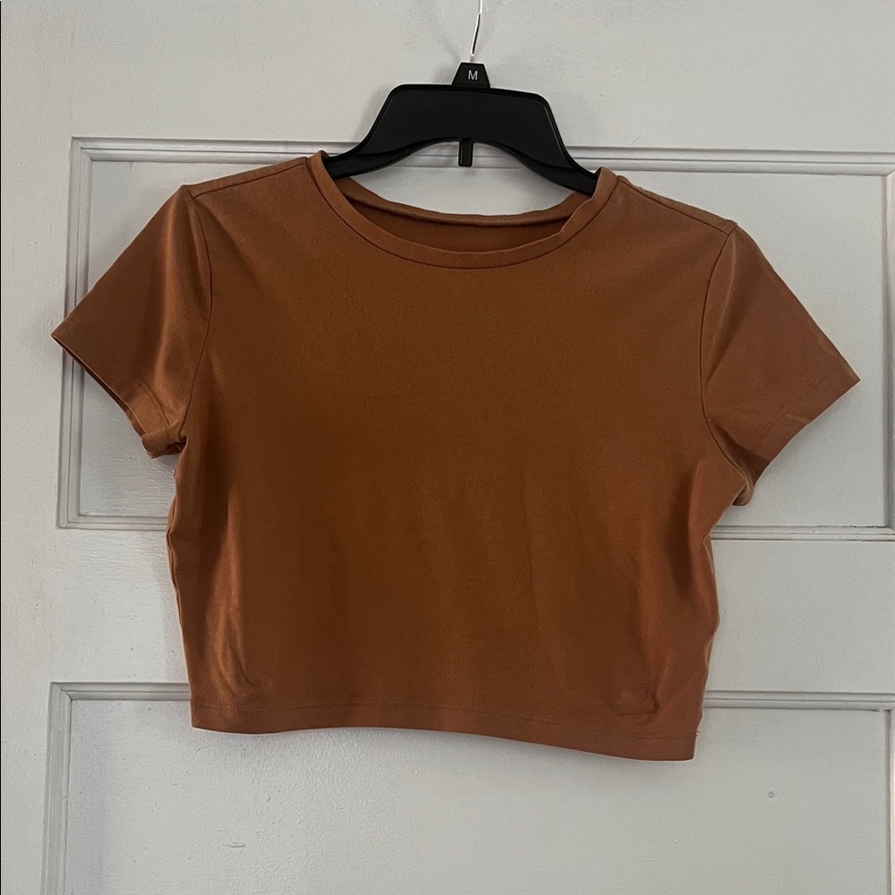 Wild Fable Tan Short Sleeve Crop Top